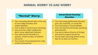 NORMAL WORRY VS GAD WORRY
 