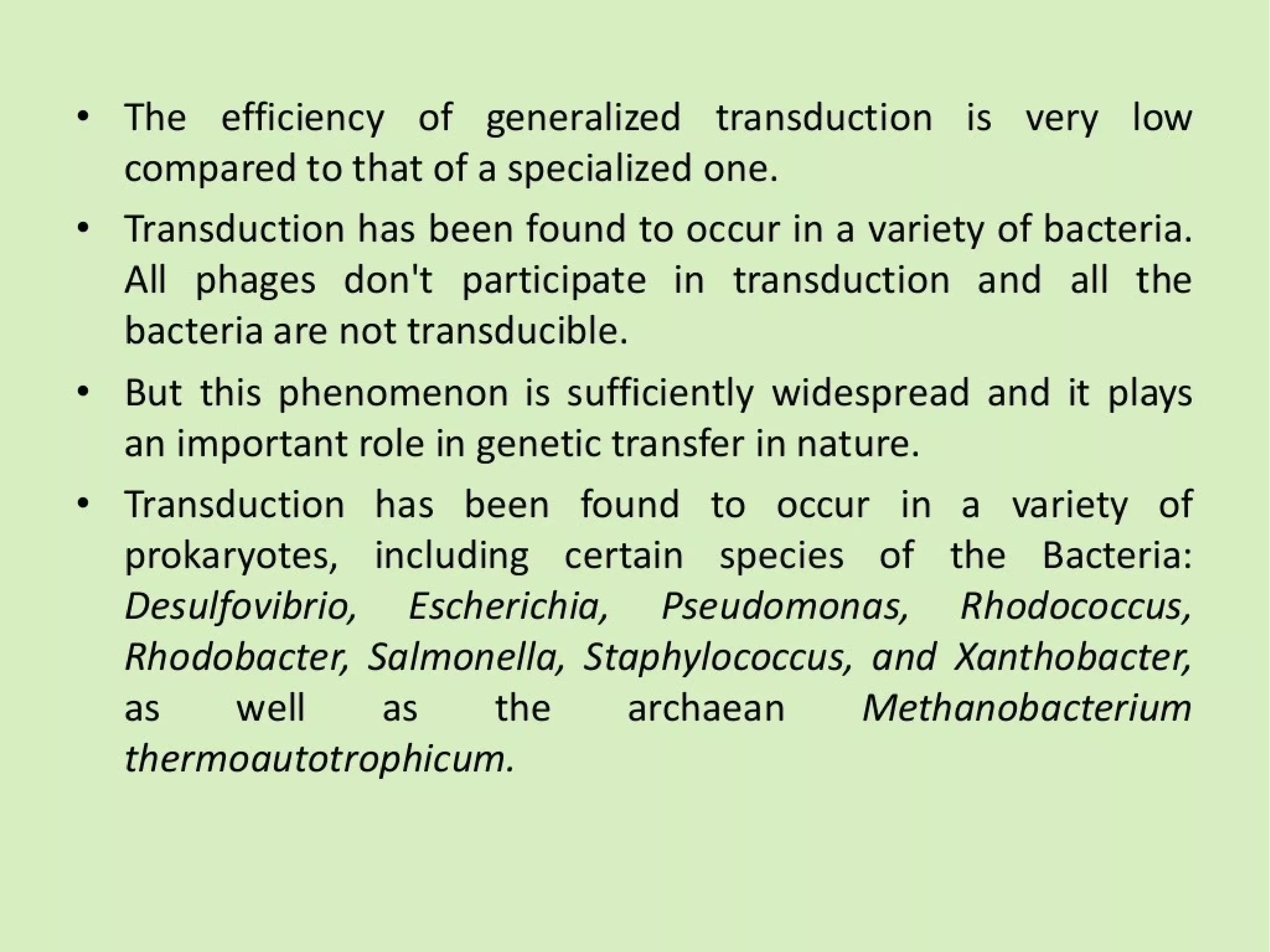 Generalized & specialized transduction, transformation and conjugation ...