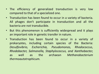 Generalized & specialized transduction, transformation and conjugation ...