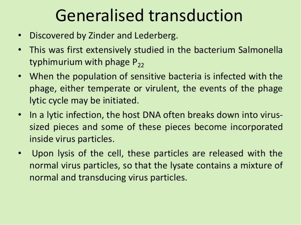 Generalized & specialized transduction, transformation and conjugation