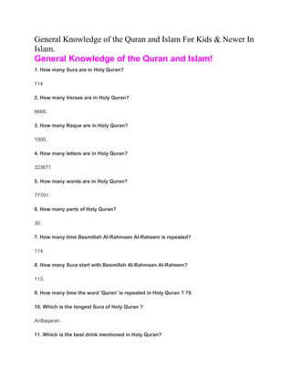 general knowledge of the quran and islam for kids