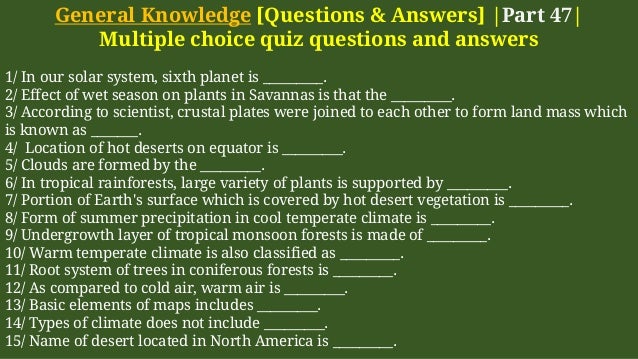 General Knowledge Questions Answers Part 47