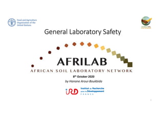 Fourth meeting of the
Asian Soil Laboratory Network (SEALNET)
8th October 2020
by Hanane Aroui-Boukbida
General Laboratory Safety
1
 