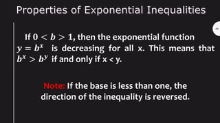 45
 If the same real number is added or subtracted
from both sides of an inequality, the sense of the
inequality is not c...