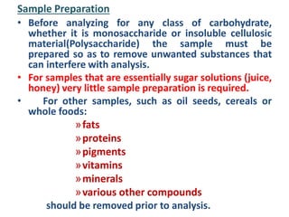 General methods for analysis of food carbohydrates | PDF