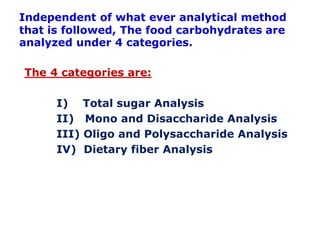 General methods for analysis of food carbohydrates | PDF