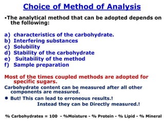 General methods for analysis of food carbohydrates | PDF