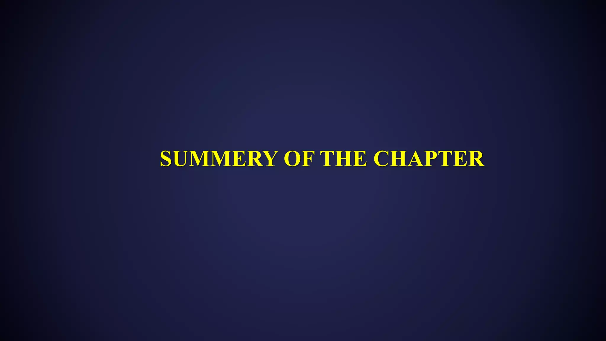 SUMMERY OF THE CHAPTER
 