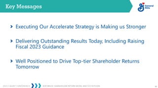KOFI BRUCE: SHAREHOLDER RETURN MODEL AND F23 OUTLOOK
2023 CAGNY CONFERENCE 69
Key Messages
Executing Our Accelerate Strategy is Making us Stronger
Delivering Outstanding Results Today, Including Raising
Fiscal 2023 Guidance
Well Positioned to Drive Top-tier Shareholder Returns
Tomorrow
 