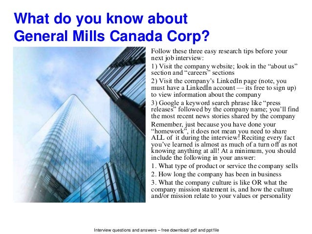 General mills canada corp interview questions and answers
