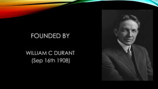 WILLIAM C DURANT
FOUNDED BY
(Sep 16th 1908)
 