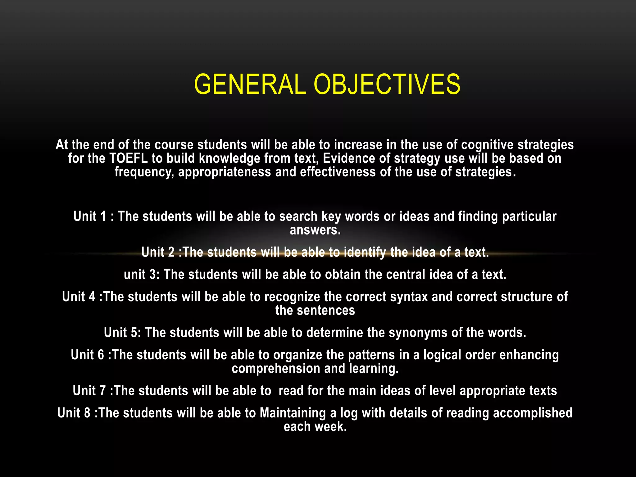 General objectives | PPTX