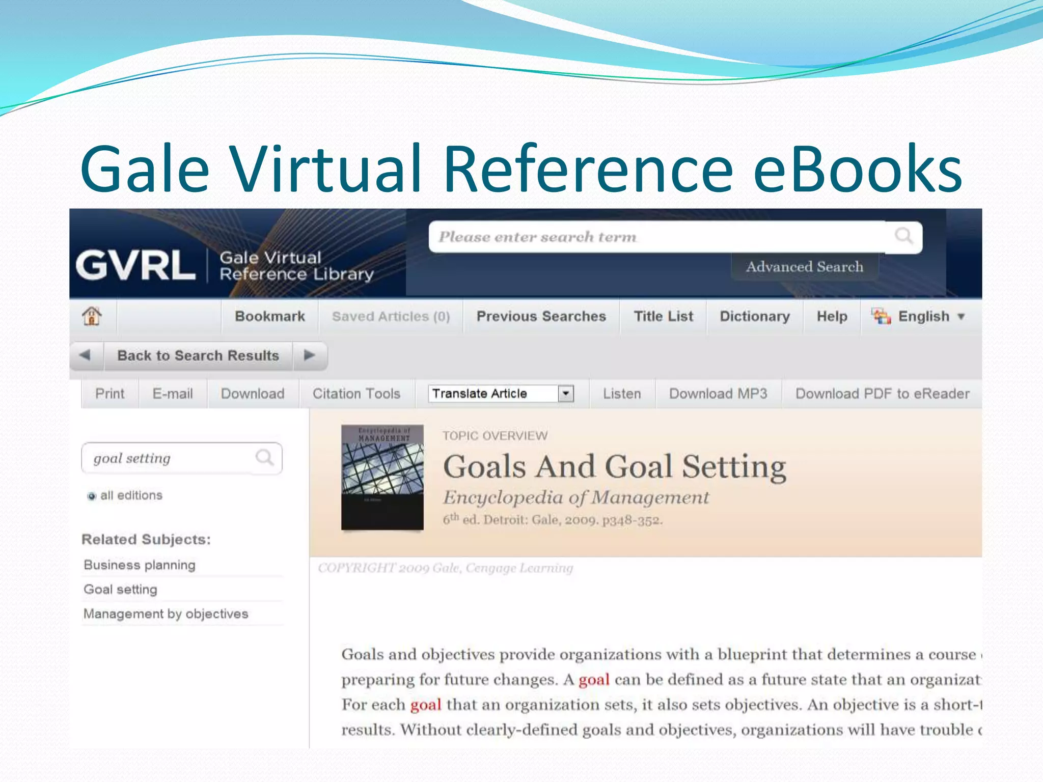Gale Virtual Reference eBooks
 