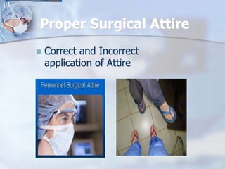 Proper Surgical Attire


Correct and Incorrect
application of Attire

 