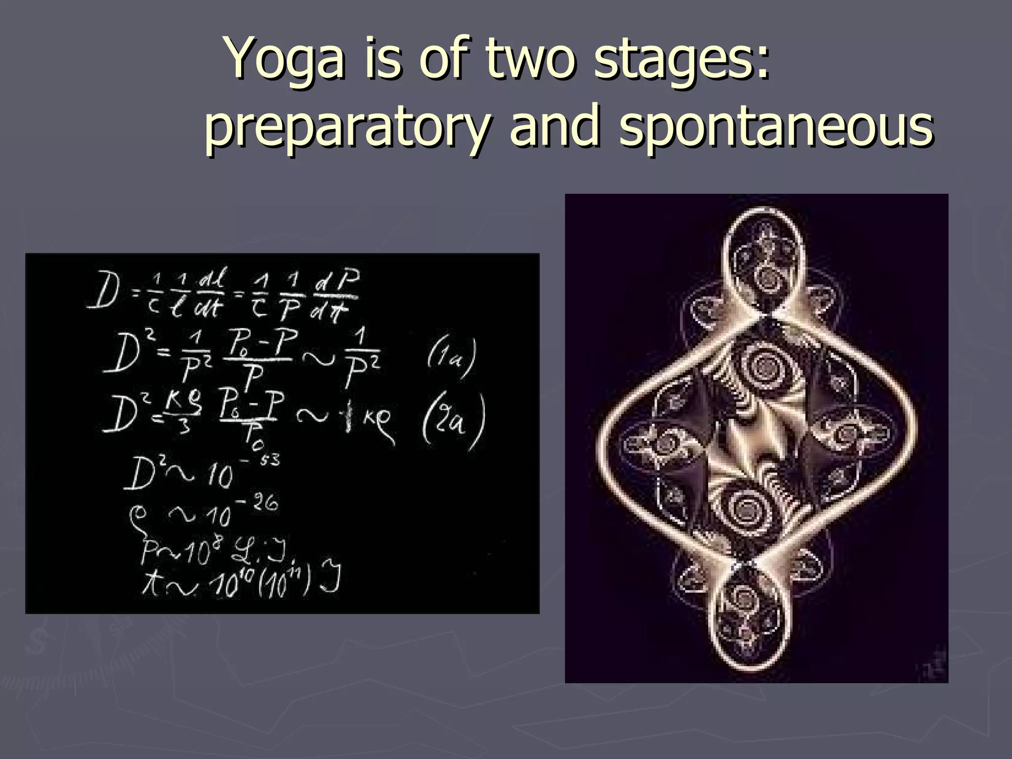 Yoga is of two stages:  preparatory and spontaneous 