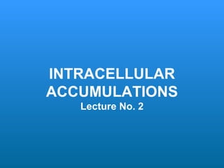 INTRACELLULAR
ACCUMULATIONS
   Lecture No. 2
 
