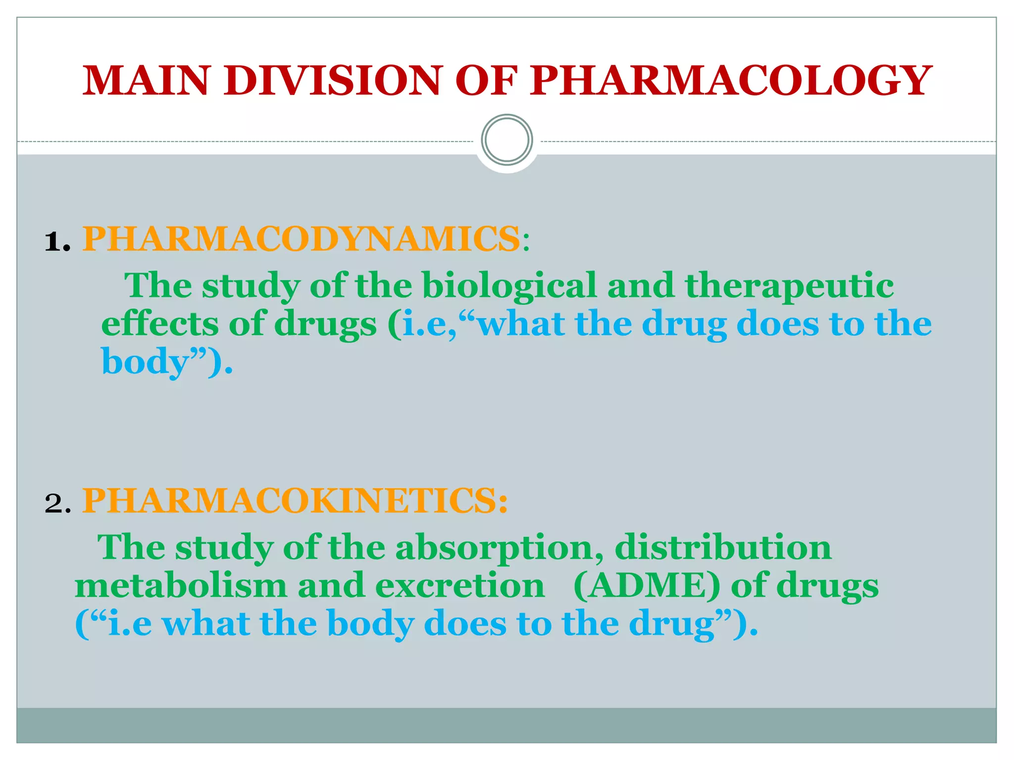 General pharmacology introduction part | PPTX
