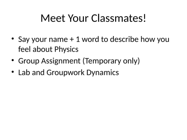 General Physics Grade 12 Student Orientation Ppt Pptx