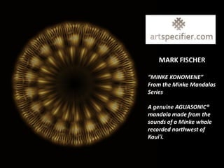 MARK FISCHER

“MINKE KONOMENE”
From the Minke Mandalas
Series

A genuine AGUASONIC®
mandala made from the
sounds of a Minke whale
recorded northwest of
Kaui'i.
 
