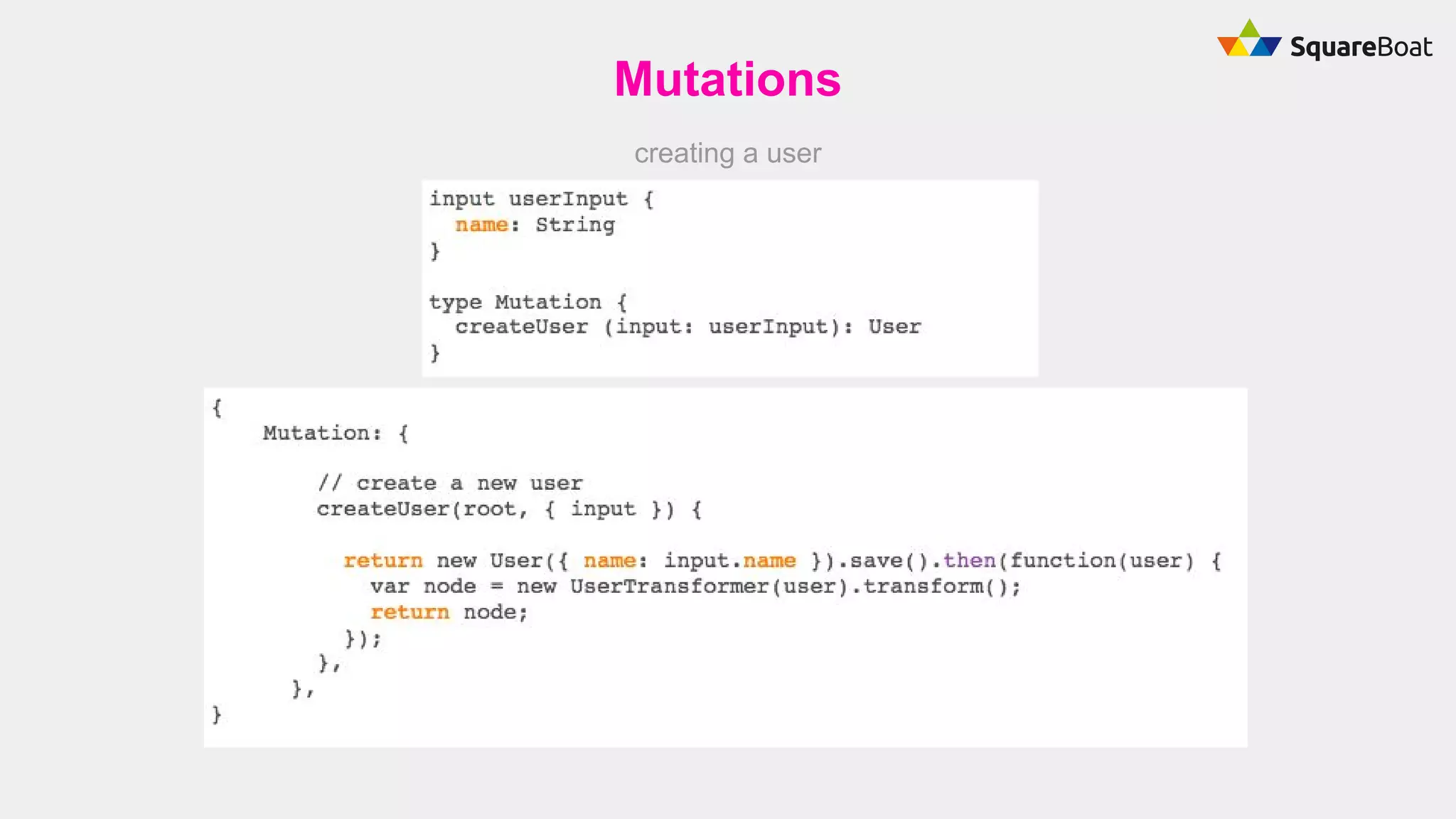 Mutations
creating a user