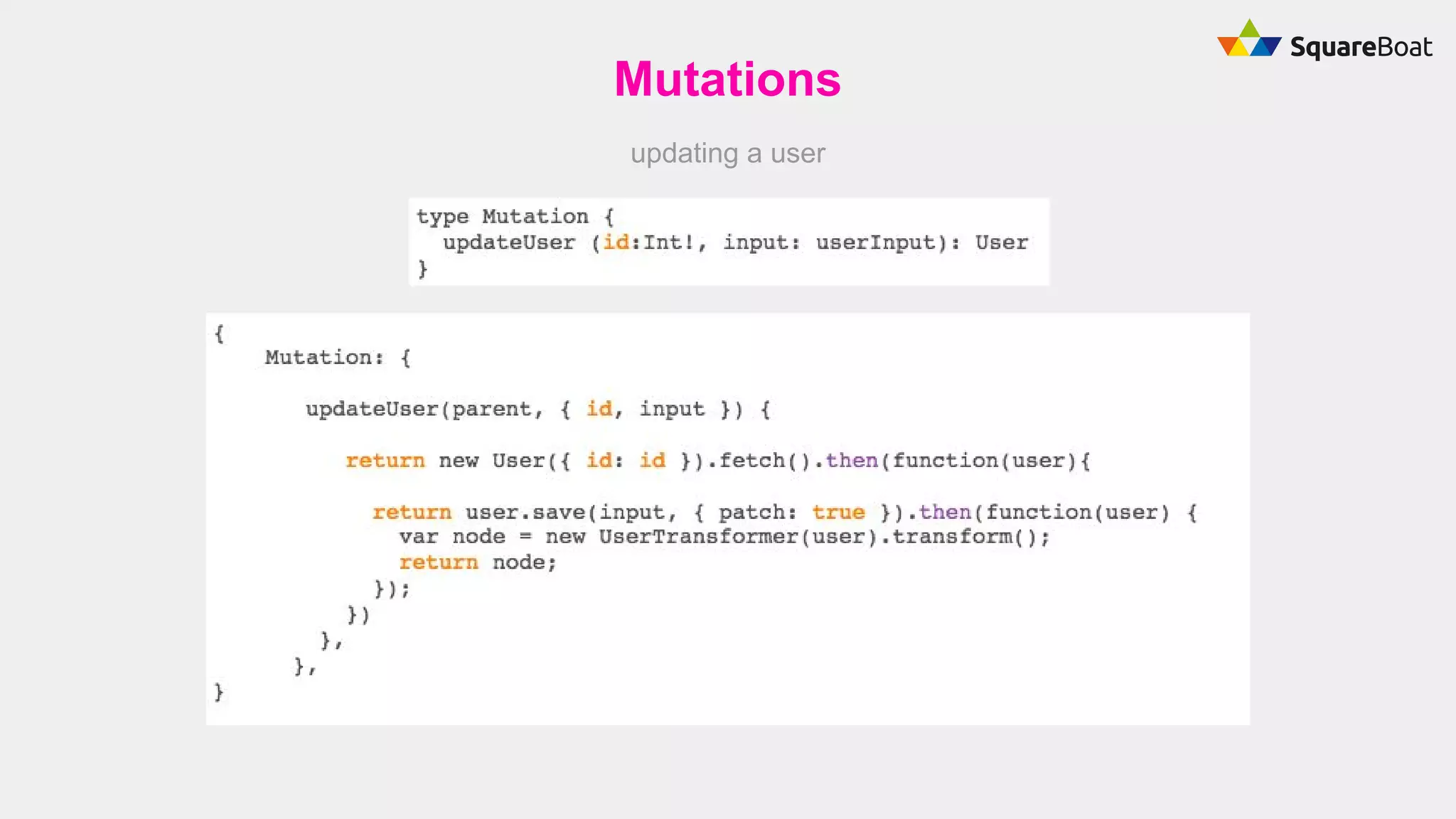 Mutations
updating a user