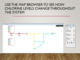 USETHE MAP BROWSER TO SEE HOW
CHLORINE LEVELS CHANGETHROUGHOUT
THE SYSTEM
 