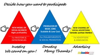 Decide how you want to participate
We count on you ! Many Thamks !
Investing Donating Advertising
 