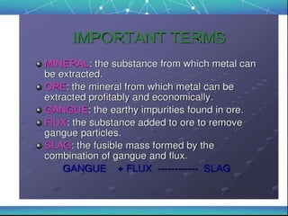 General principles of metals extraction