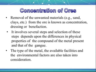 General principles of metals extraction