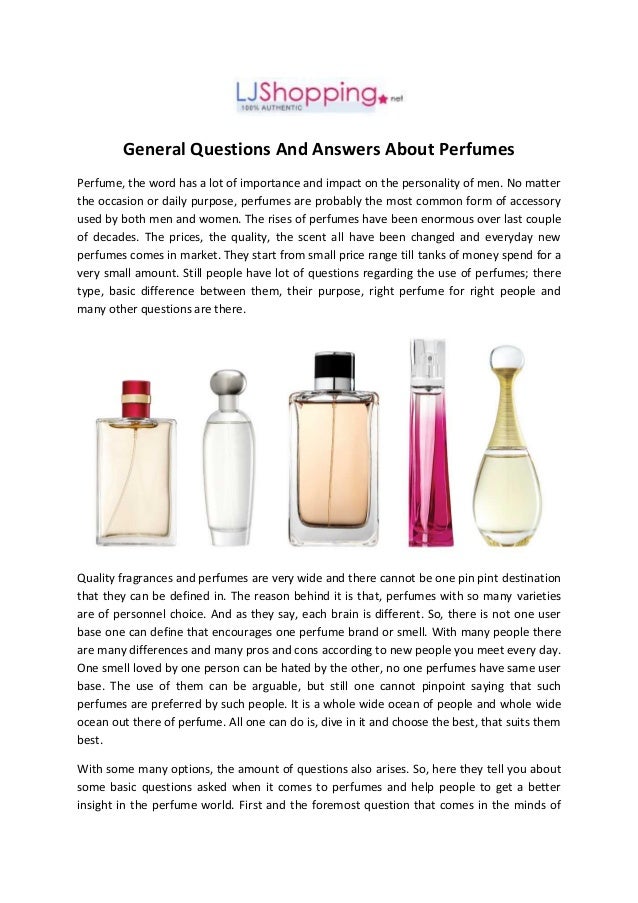 General Questions And Answers About Perfumes