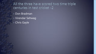 › Don Bradman
› Virendar Sehwag
› Chris Gayle
 