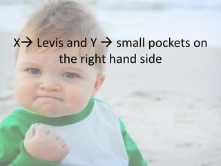 X Levis and Y  small pockets on
the right hand side

 