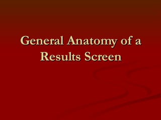 General Anatomy of a Results Screen 