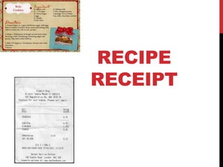 RECIPE
RECEIPT
 