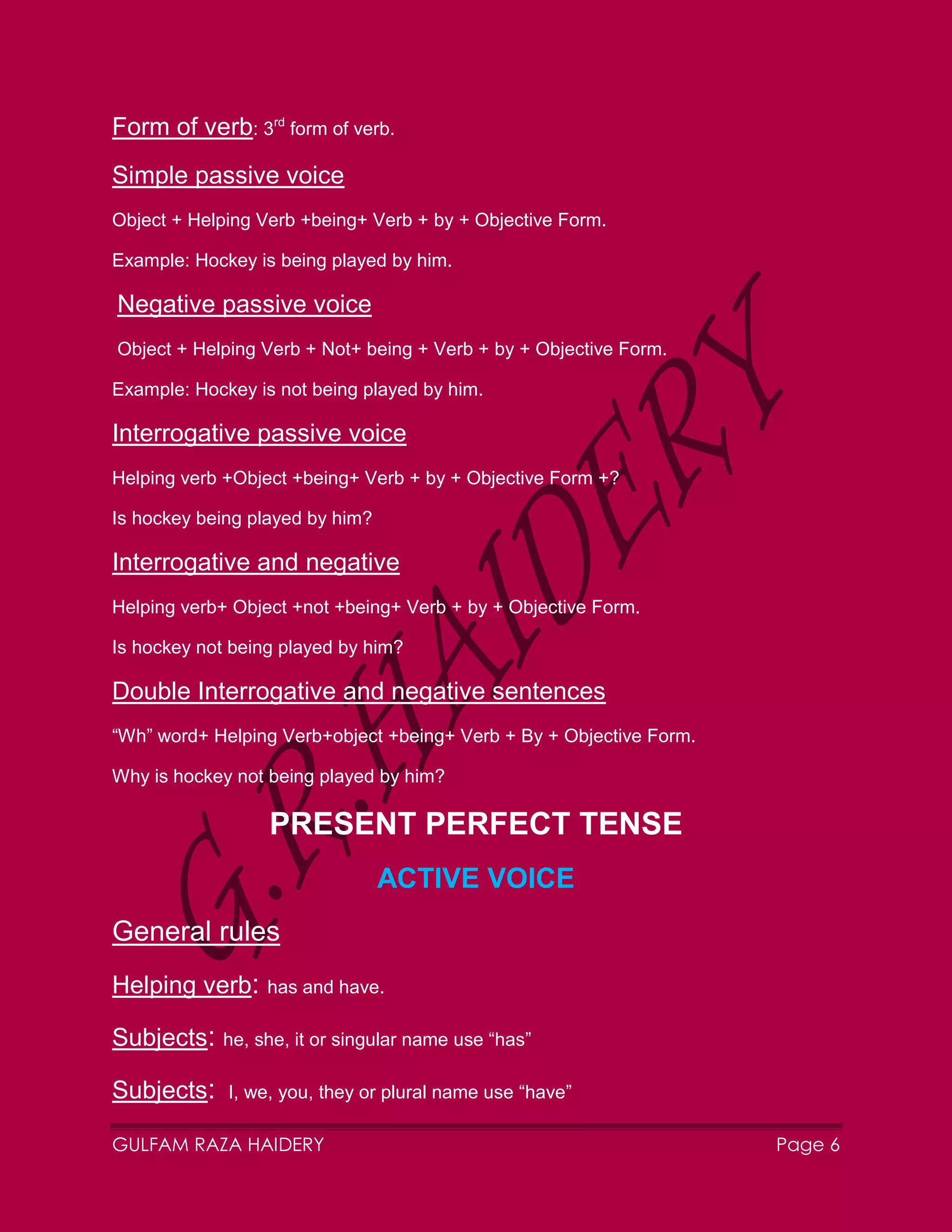 General rules for active voice and passive voice