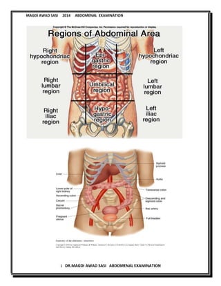 MAGDI AWAD SASI 2014 ABDOMENAL EXAMINATION
1 DR.MAGDI AWAD SASI ABDOMENAL EXAMINATION
 