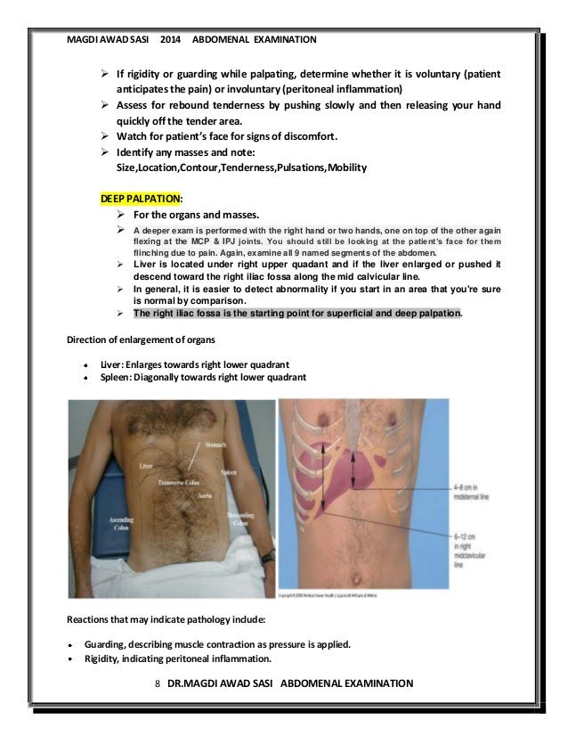 General rules of abdomenal examination
