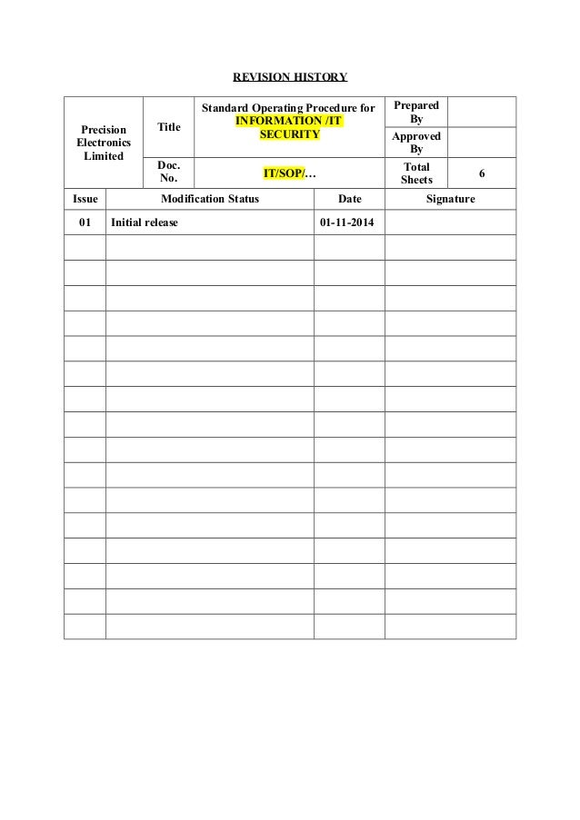 standard operating process format