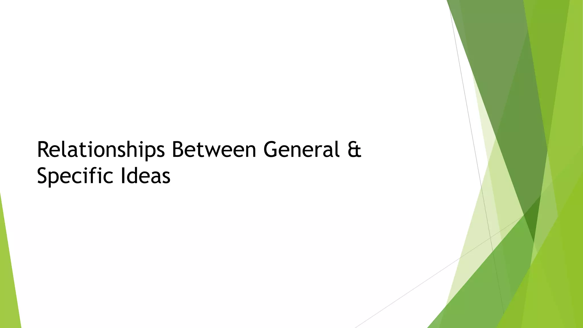 Relationships Between General &
Specific Ideas
 