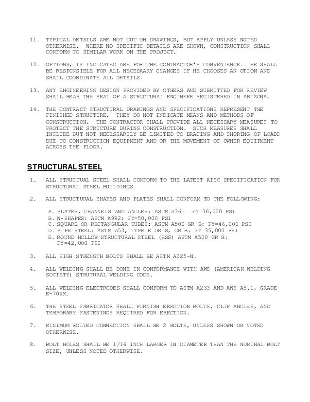 General structural notes