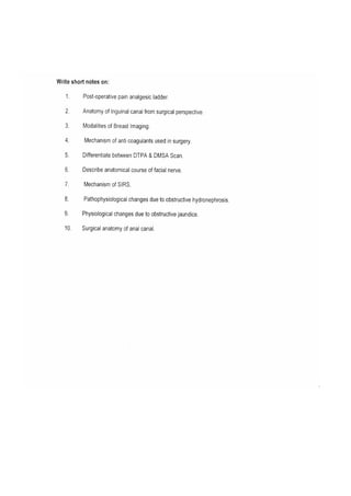 General Surgery Questionnaire.pdf General surgery | PDF