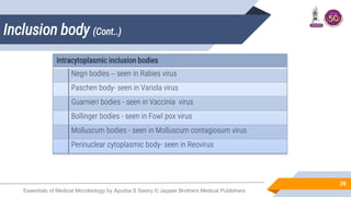 Essentials of Medical Microbiology by Apurba S Sastry © Jaypee Brothers Medical Publishers
Inclusion body (Cont..)
39
Intr...