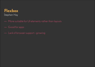 Making things is messy
Mark Boulton

—— Redesign of the Cern site lessons learned
—— A product which will in 18months help people to understand the universe.
—— How can they translate this online?

 