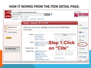 HOW IT WORKS FROM THE ITEM DETAIL PAGE:
Step 1:Click
on “Cite”
 