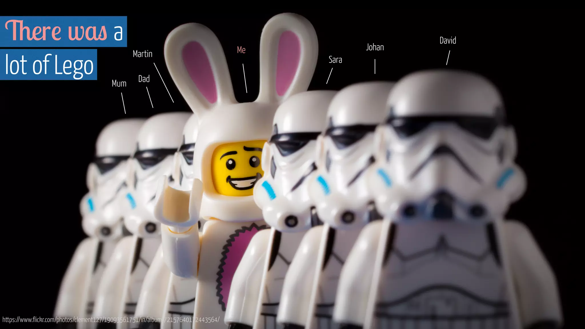 There was a  
lot of Lego
https://www.flickr.com/photos/clement127/19093561751/in/album-72157640172443564/
Mum Dad
Me
David
Johan
Sara
Martin
 