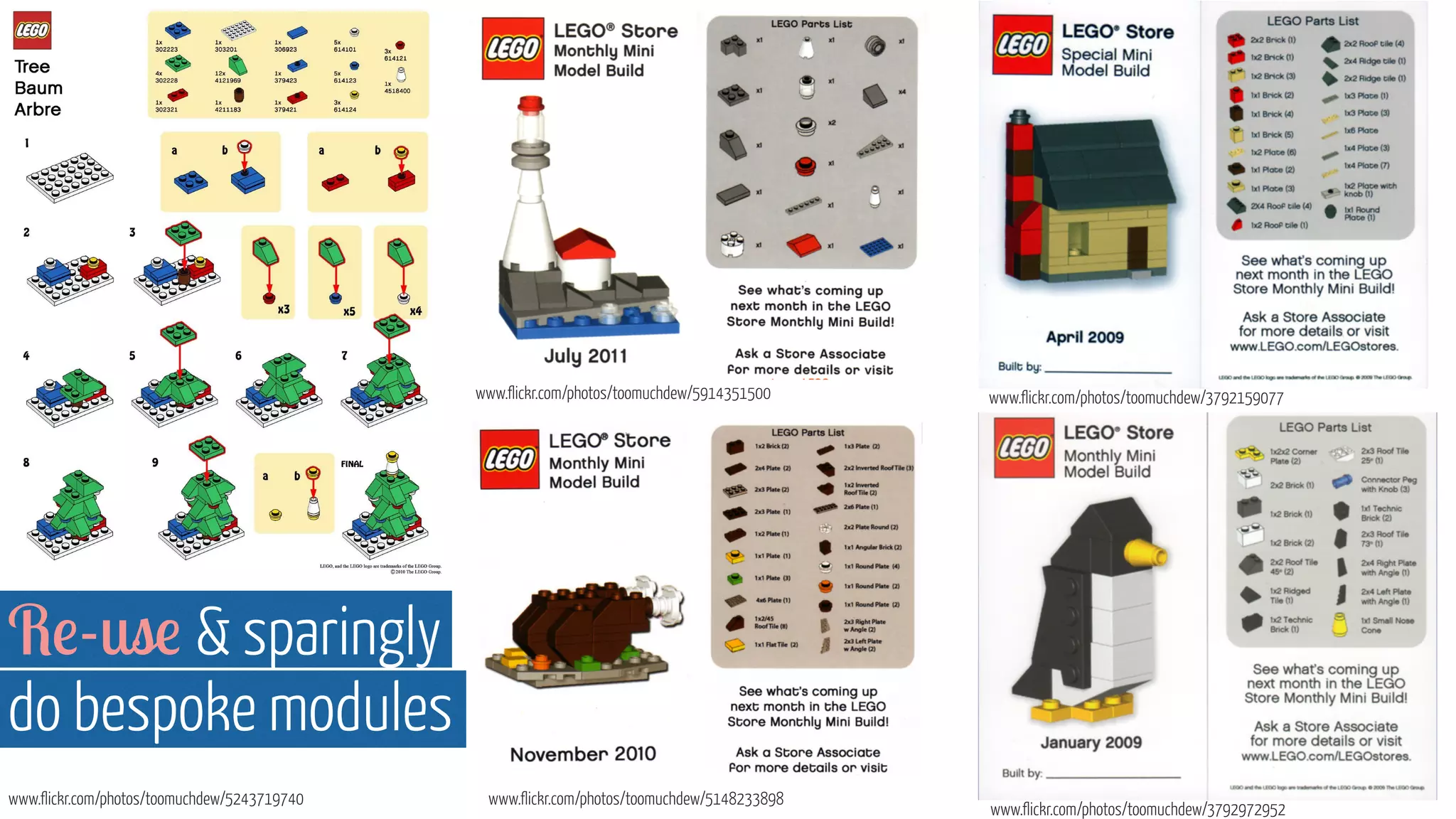 Re-use & sparingly  
do bespoke modules
www.flickr.com/photos/toomuchdew/5243719740
www.flickr.com/photos/toomuchdew/5914351500
www.flickr.com/photos/toomuchdew/5148233898
www.flickr.com/photos/toomuchdew/3792159077
www.flickr.com/photos/toomuchdew/3792972952
 