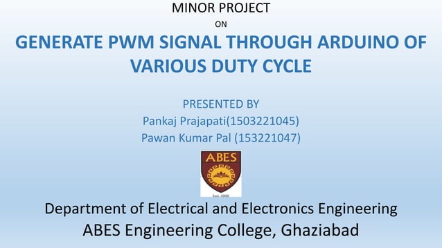 Generate pwm signal through arduino of various duty | PPTX