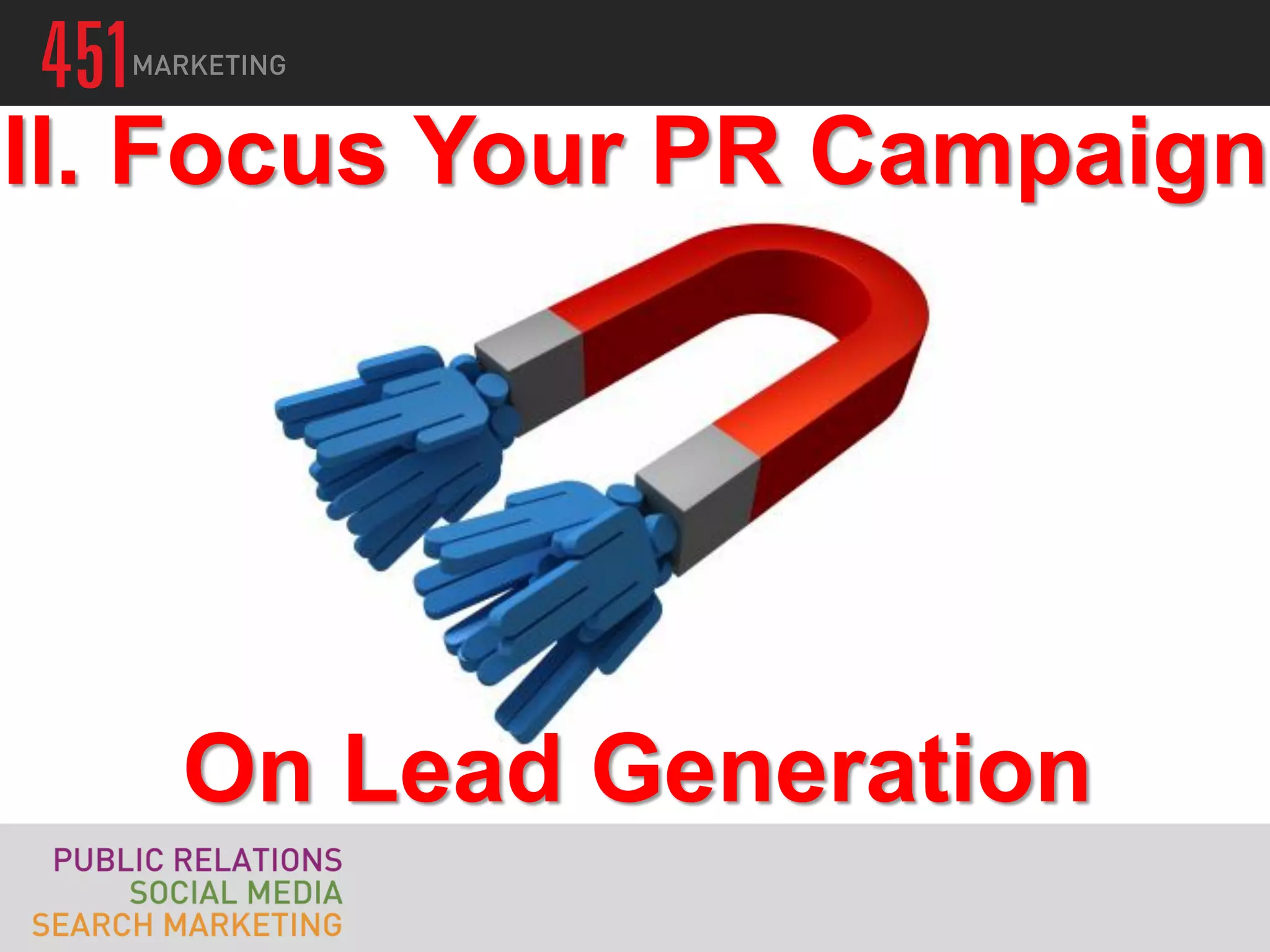 II. Focus Your PR Campaign




   On Lead Generation
 