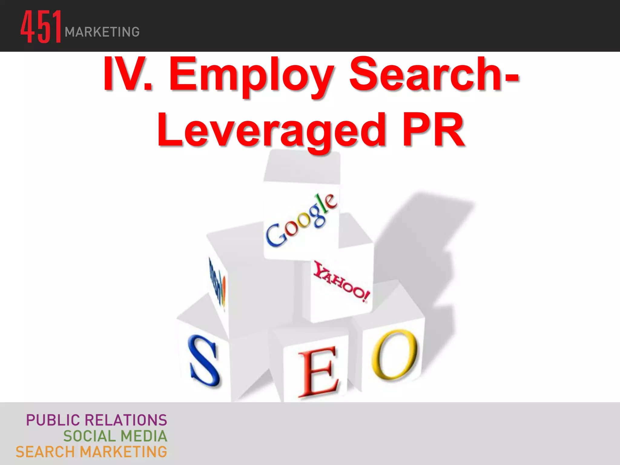 IV. Employ Search-
   Leveraged PR
 