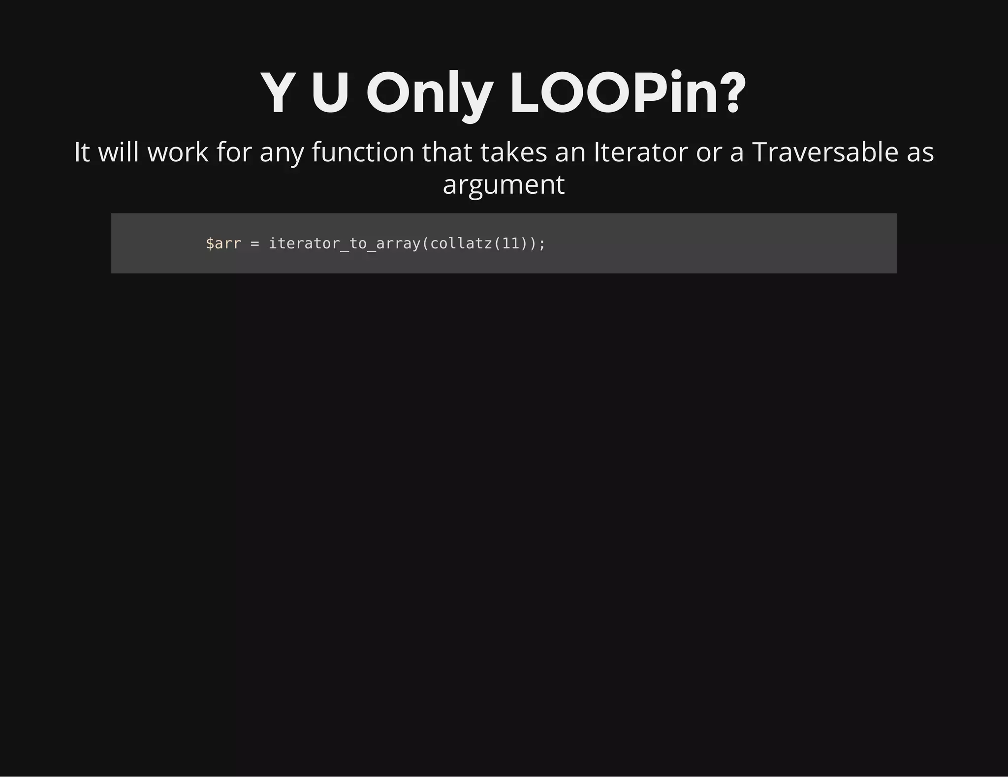 Generator Version
function xrange($start, $limit, $step = 1) {
if ($start < $limit) {
if ($step <= 0) {
throw new LogicException('Step must be +ve');
}
for ($i = $start; $i <= $limit; $i += $step) {
yield $i;
}
} else {
if ($step >= 0) {
throw new LogicException('Step must be -ve');
}
for ($i = $start; $i >= $limit; $i += $step) {
yield $i;
}
}
}
uses less than 1KB!
 